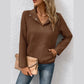 Josephine Brown Half Snap Textured Long Sleeve Shirt