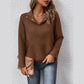 Josephine Brown Half Snap Textured Long Sleeve Shirt