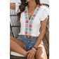 Jozie Boho Square‑Stitch Flutter Blouse