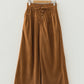 Judith Thai Curry Elastic Waist Wooden Button Placket Ankle Length Wide Leg Pants