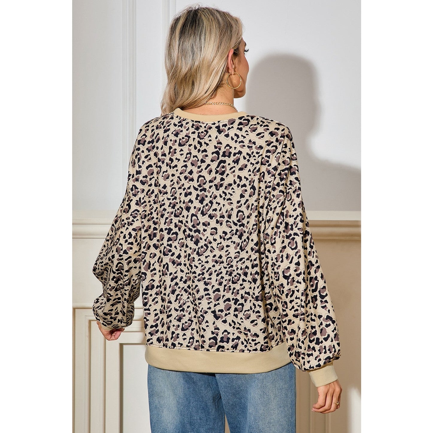 Juditha Parchment Leopard Print Crew Neck Sweatshirt