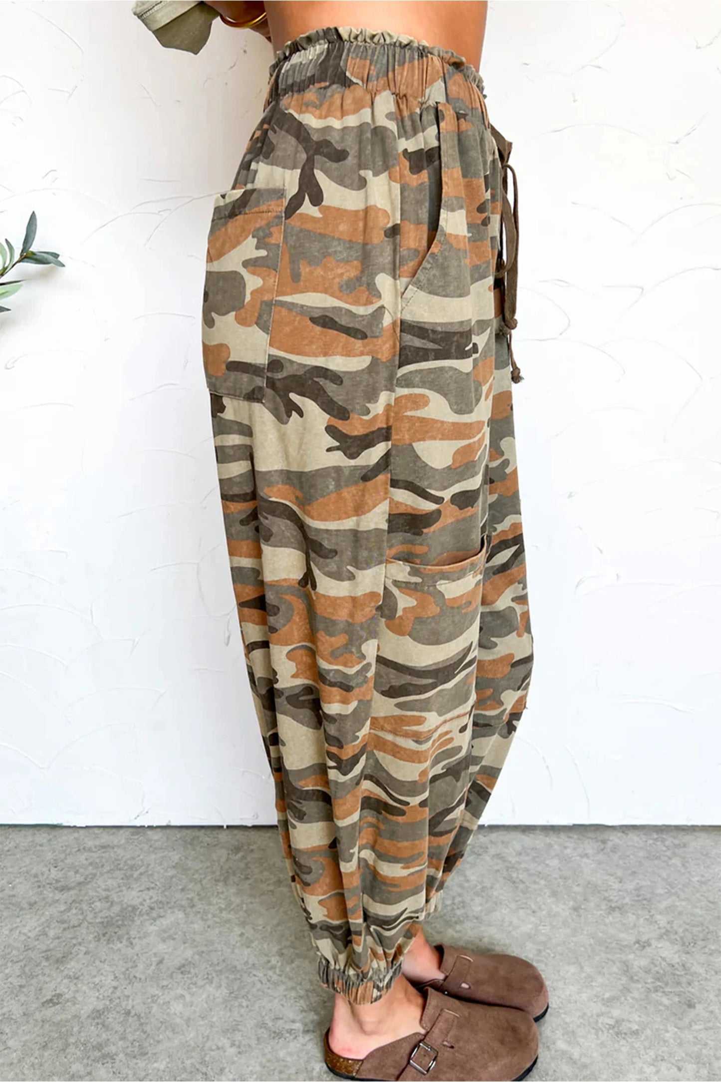 Junee Camouflage Printed Drawstring Elastic Waist Jogger Pants