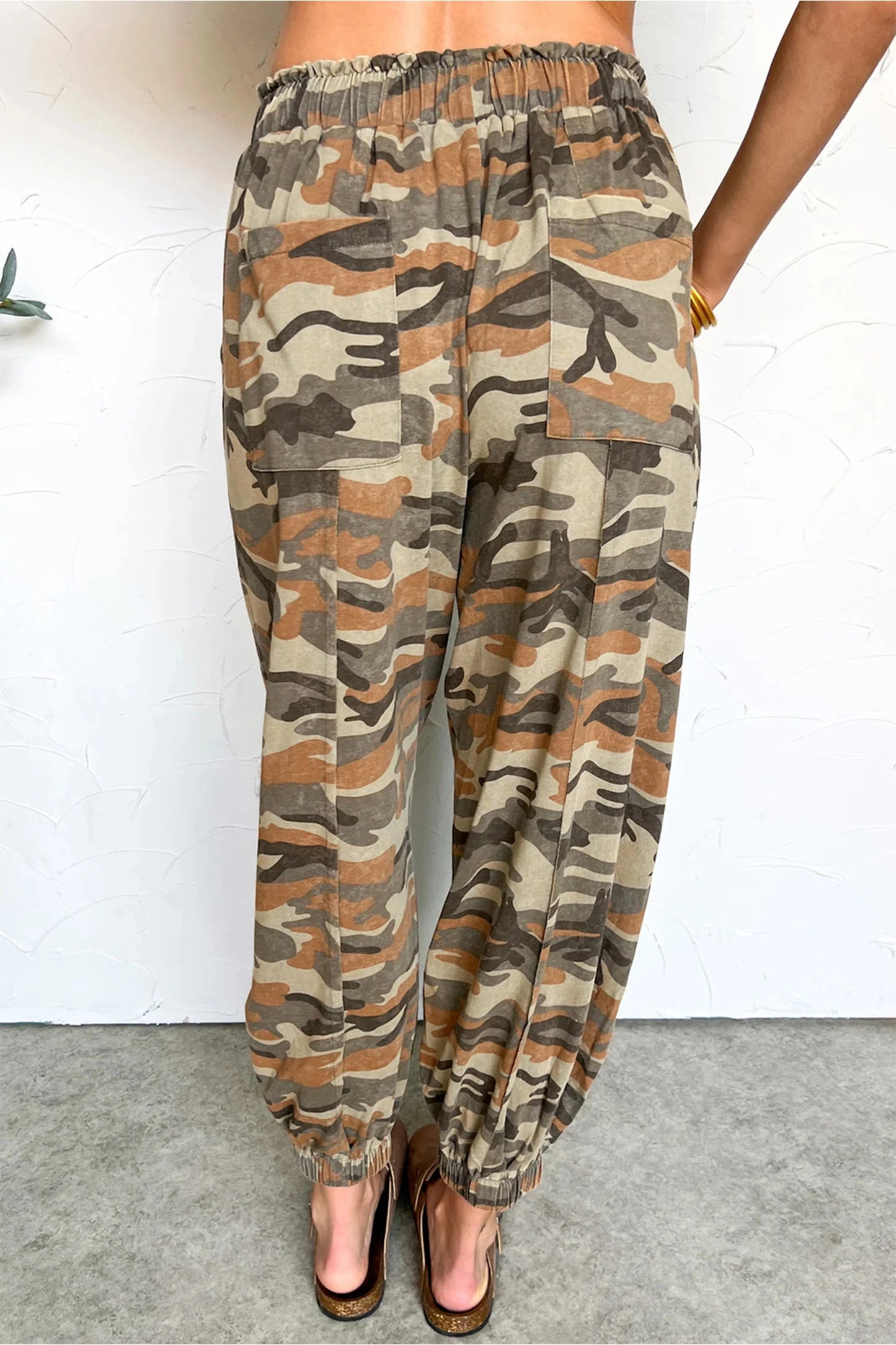 Junee Camouflage Printed Drawstring Elastic Waist Jogger Pants