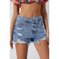 DESTASH Juni Sky Blue High Rise Crossover Waist Denim Shorts