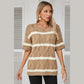 Amaya Dark Khaki Striped Cable Short Sleeve Sweater