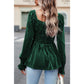 Kellianne Green Smocked Ribbed Velvet Babydoll Top