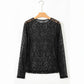 Kami Black Leopard Pattern Sheer Mesh Long Sleeve Top