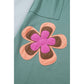 Kendyl Green Color Block Flower Patchwork Drawstring Contrasted Elastic Waist Wide Leg Pants