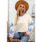 Kacie Blue Star Patchwork Exposed Seam Oversized Sweatshirt