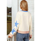 Kacie Blue Star Patchwork Exposed Seam Oversized Sweatshirt