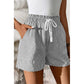 Kadee Grey Stripe Lace-up Elastic Waist Casual Pocketed Shorts