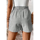 Kadee Grey Stripe Lace-up Elastic Waist Casual Pocketed Shorts