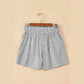 Kadee Grey Stripe Lace-up Elastic Waist Casual Pocketed Shorts