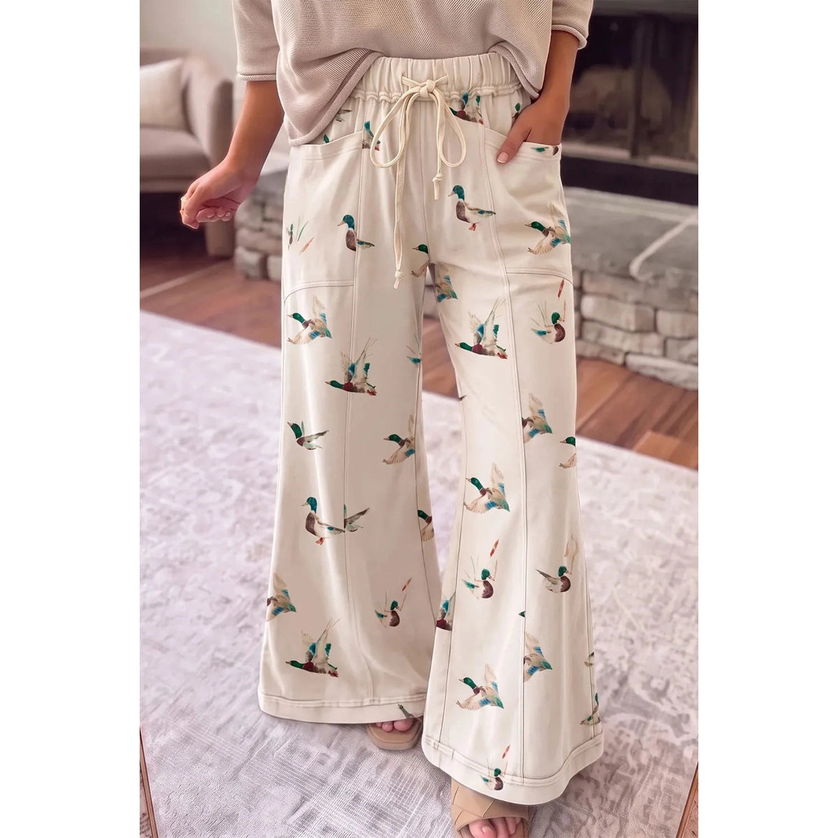 Kadine Mallard Print Wide Leg Pants
