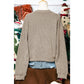 Kelis Khaki Solid Ribbed Knit Round Neck Pullover Sweatshirt