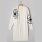 Kairi Off White Flower Embroidered Drop Shoulder Open Front Duster Cardigan