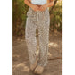 Tressie Brown Leopard Drawstring Elastic Waistband Loose Pants