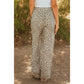 Tressie Brown Leopard Drawstring Elastic Waistband Loose Pants