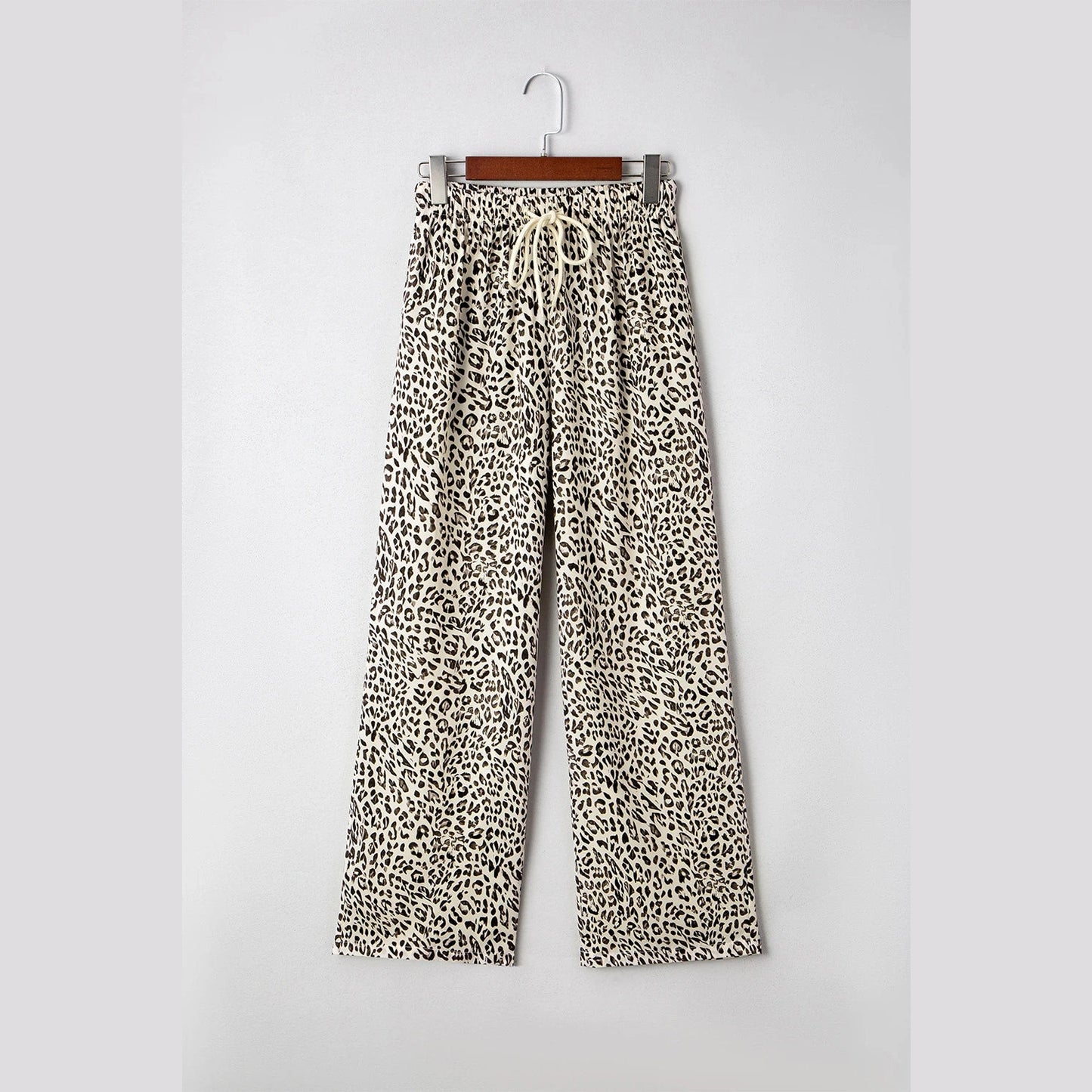 Tressie Brown Leopard Drawstring Elastic Waistband Loose Pants