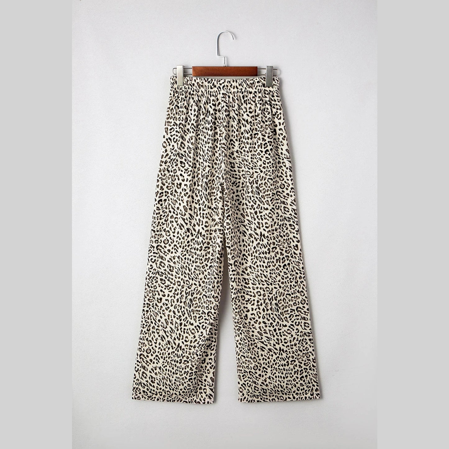 Tressie Brown Leopard Drawstring Elastic Waistband Loose Pants