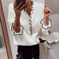 Kalissa White Contrast Ruffle Trim Sweater