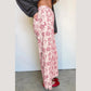 Kama Striped Pink Vintage Floral Print Denim Shift Pants