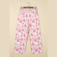 Kama Striped Pink Vintage Floral Print Denim Shift Pants