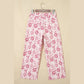 Kama Striped Pink Vintage Floral Print Denim Shift Pants