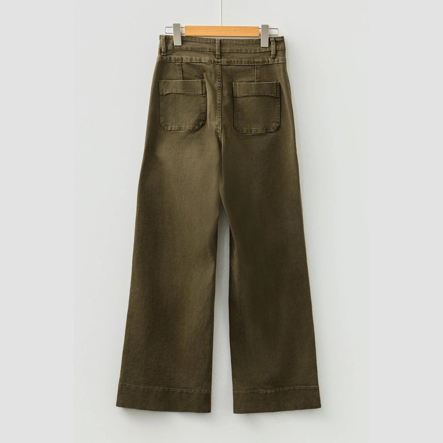 Kardy Jungle Green Double Waistband Loose Straight Jeans