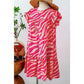 Karina Pink Zebra Stripe Printed Ruffle Trim Pocketed Dress