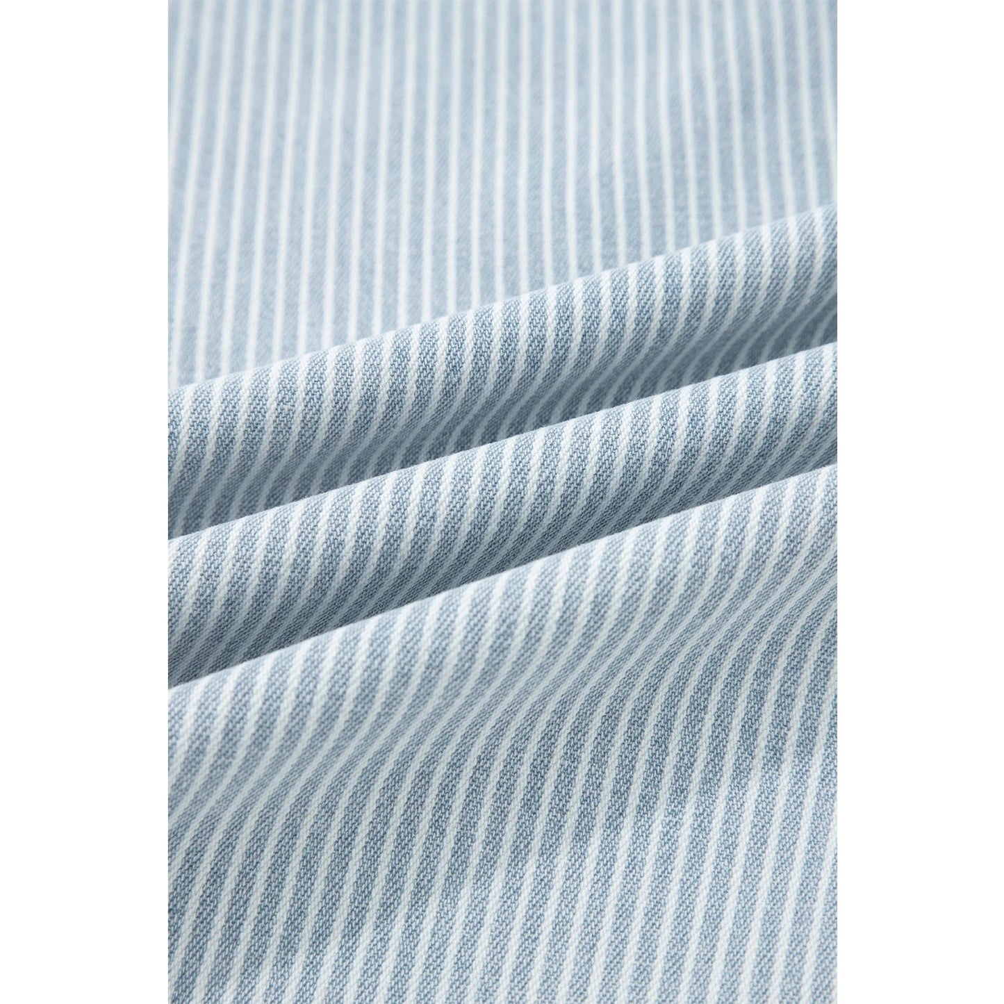 Karis Sky Blue Stripe Button Flap Pocket Cuffed Hem Wide Leg Jeans