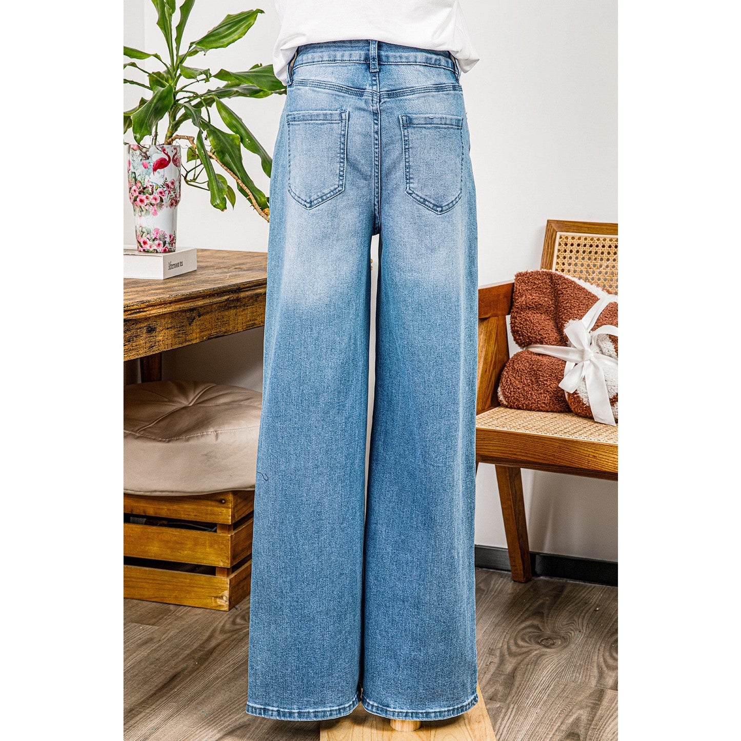 Karolina High Rise Shift Slit Leg Straight Jeans