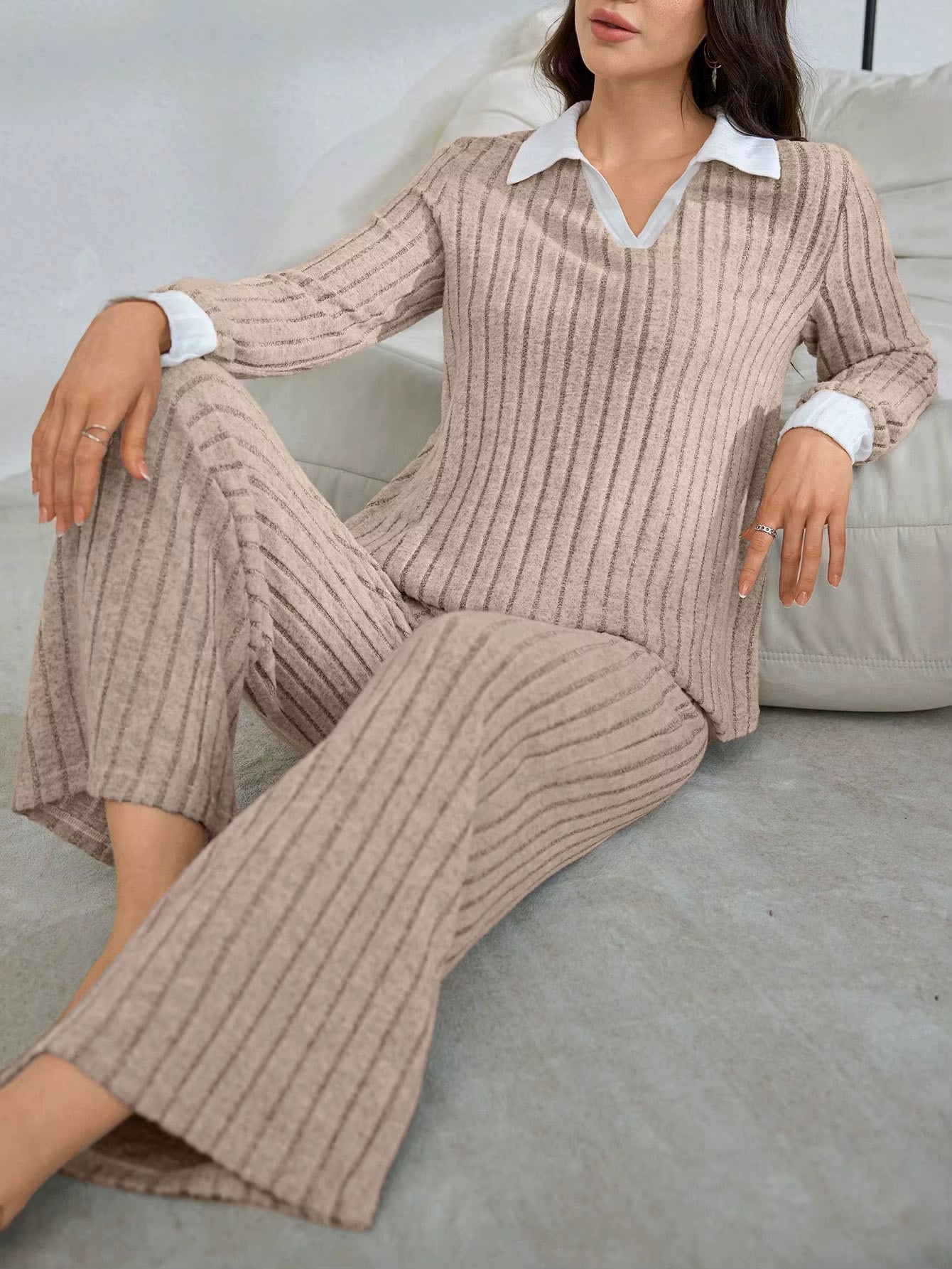 Karon Khaki Cozy Brushed Fabric Lounge Duo