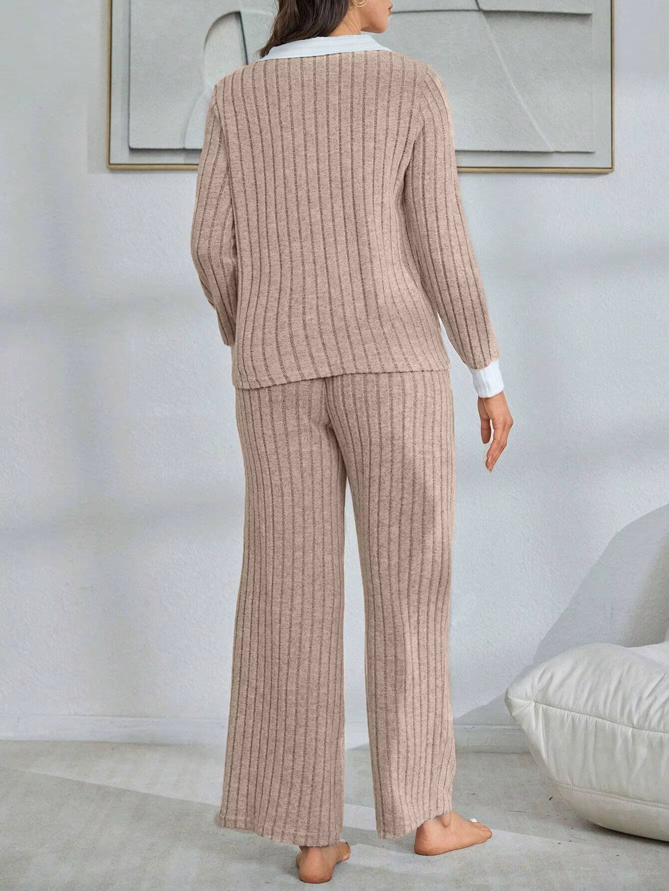Karon Khaki Cozy Brushed Fabric Lounge Duo