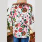 Karon Pink Floral Print Slit V Neck Short Sleeve Blouse