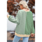 Karra Green Stripe Colorblock Drop Shoulder Oversize Sweatshirt