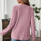 Karty Pink Rib Textured Henley Knit Top