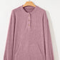 Karty Pink Rib Textured Henley Knit Top