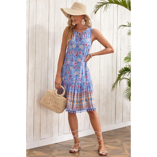Kassin Flower Print V-Neck Sleeveless Dress