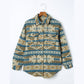 Katia Blue Western Aztec Print Button Flap Pocket Shacket