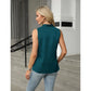 Kaylyn Sea Blue Sleeveless Button Decor V‑Neck Blouse