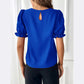 Kaydi Royal Blue Pleated Shoulder Puff‑Sleeve Top