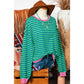 Kaylyn Green Stripe Oversized Contrast Trim Pullover Sweatshirt