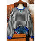 Kaylyn Black Stripe Oversized Contrast Trim Pullover Sweatshirt