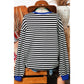 Kaylyn Black Stripe Oversized Contrast Trim Pullover Sweatshirt