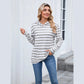 Kaytryn Grey Striped Kangaroo Pocket Hoodie