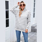 Kaytryn Grey Striped Kangaroo Pocket Hoodie