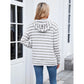 Kaytryn Grey Striped Kangaroo Pocket Hoodie