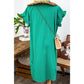 Keagan Bright Green Shirred Ruffle Sleeve Button Up Short Dress