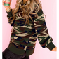 Keela Camouflage Print Round Neck Baggy Pullover Sweatshirt